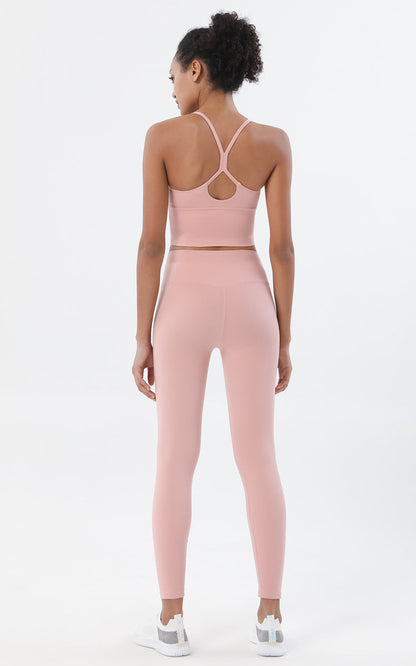 Women's New Joker-free Line Double-sided Sanding Nude Yoga Pants High Waist Peach Hip Fitness Pants