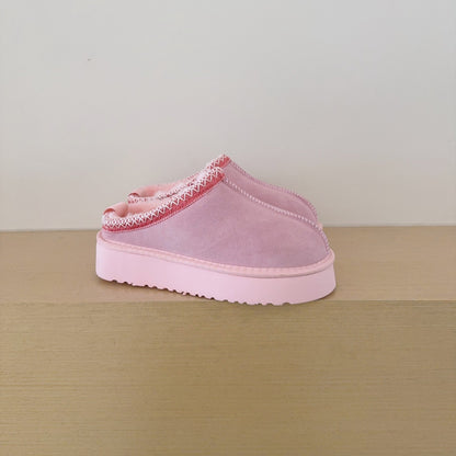 Women's embroidered thick-soled semi-mopped snow boots
