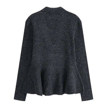 Women's short skirt style hem V-neck zipper Coat