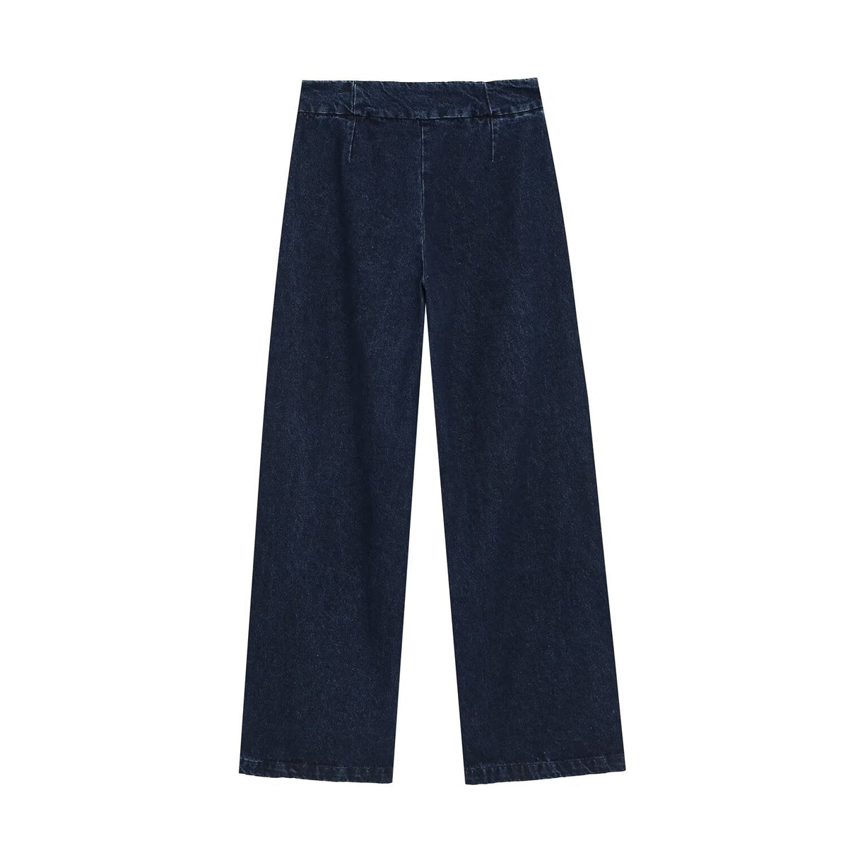 suit Women's 2 pieces bag buckle decorative denim top+high waist wide leg jeans