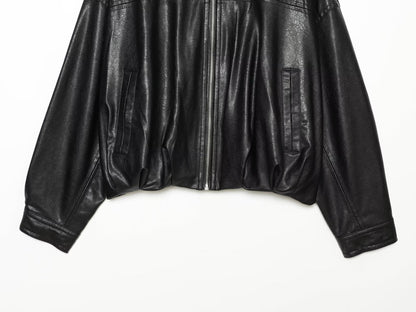 Women's Leather Effect Puff Sleeve Pilot Jacket Coat