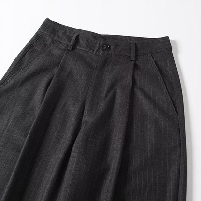 Women's new fashion loose mid waist striped wide leg pants