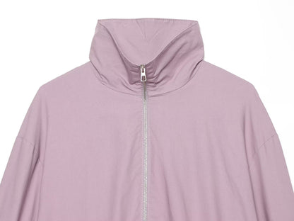 Women's pleated design stand collar zipper Coat