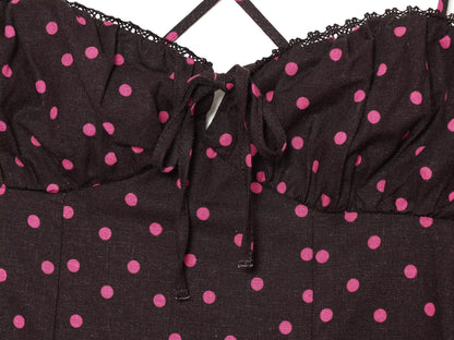 Women's polka dot suspender MIDI dress
