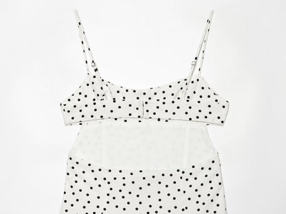 Women's polka dot suspender MIDI dress