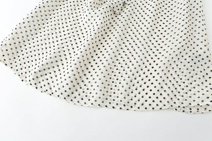 Women's bow decoration polka dot shirt
