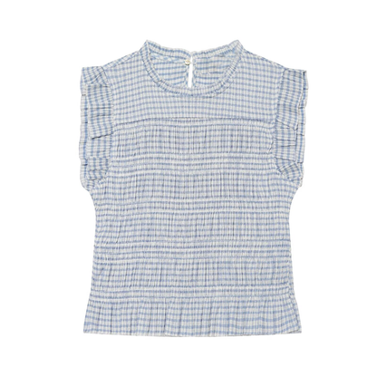 Women's short honeycomb plaid top