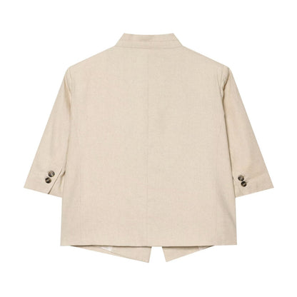 Women's short sleeved linen blend Blazer Coat
