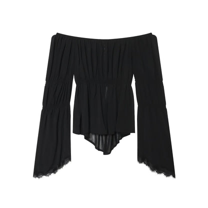 Women's lace patchwork off shoulder top