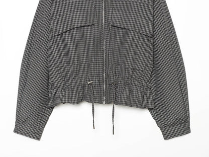 Women's plaid stand collar cotton jacket Coat