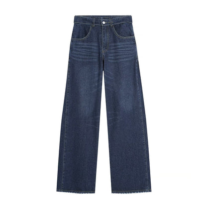 suit Women's 2 pieces denim effect breasted top+pleated jeans