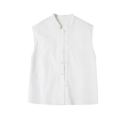 Women's casual linen blend sleeveless shirt