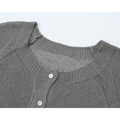 Women's round-necked button-up knit Coat