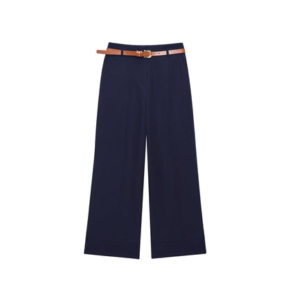 Women's with Belt rolled hem design casual pants