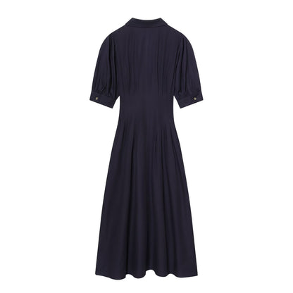 Women's Lapel bubble sleeve MIDI dress