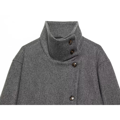Women's new multi-color stand collar buttoned Coat