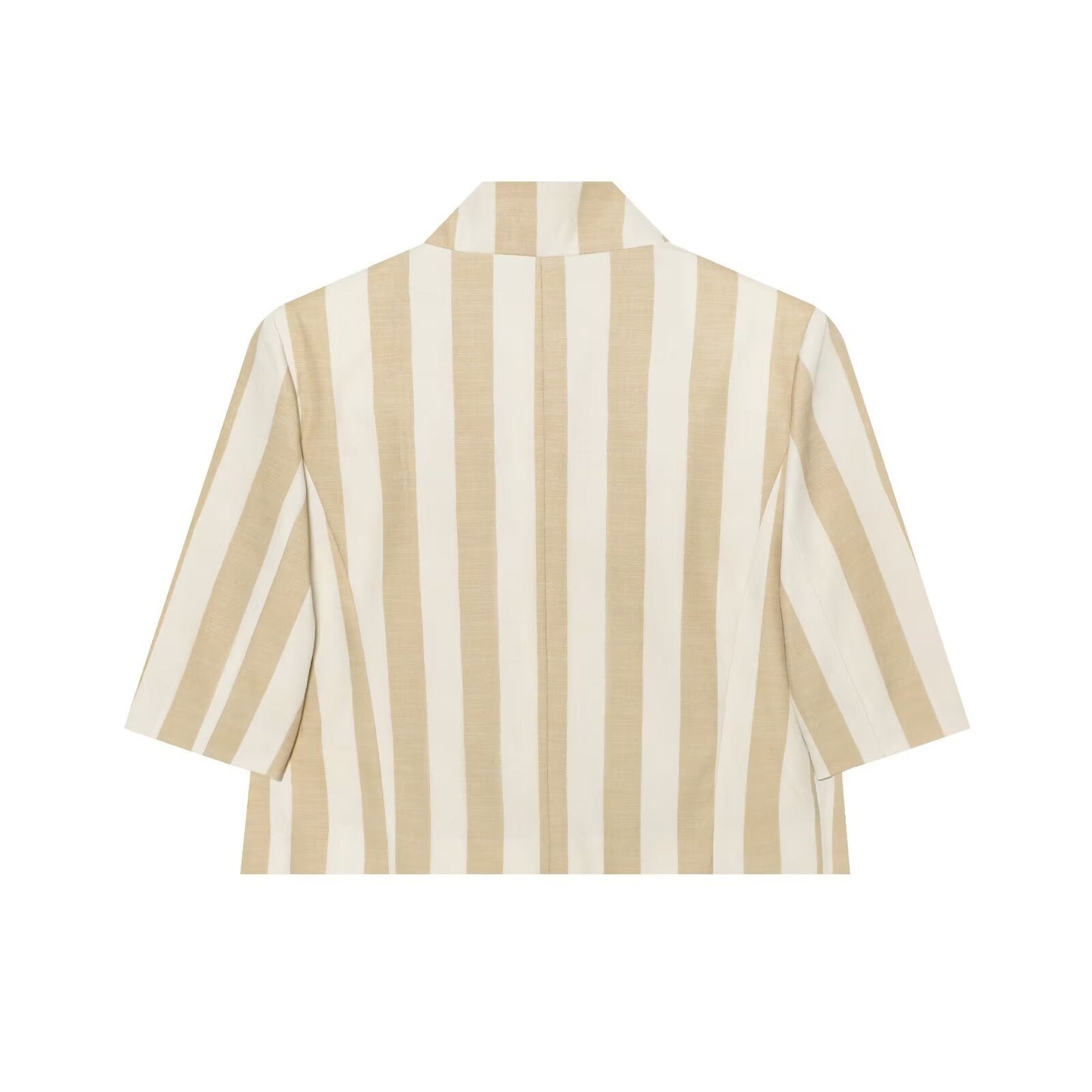 Women's slim short sleeved striped Blazer Coat