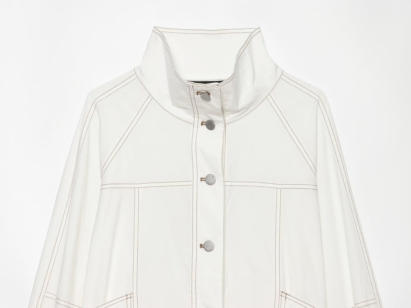 Women's contrasting bright line stand collar Coat