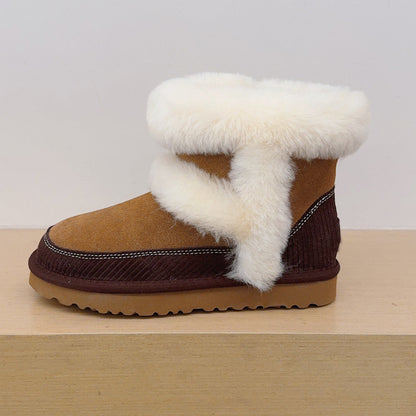 Women's new long-haired booties warm low boots