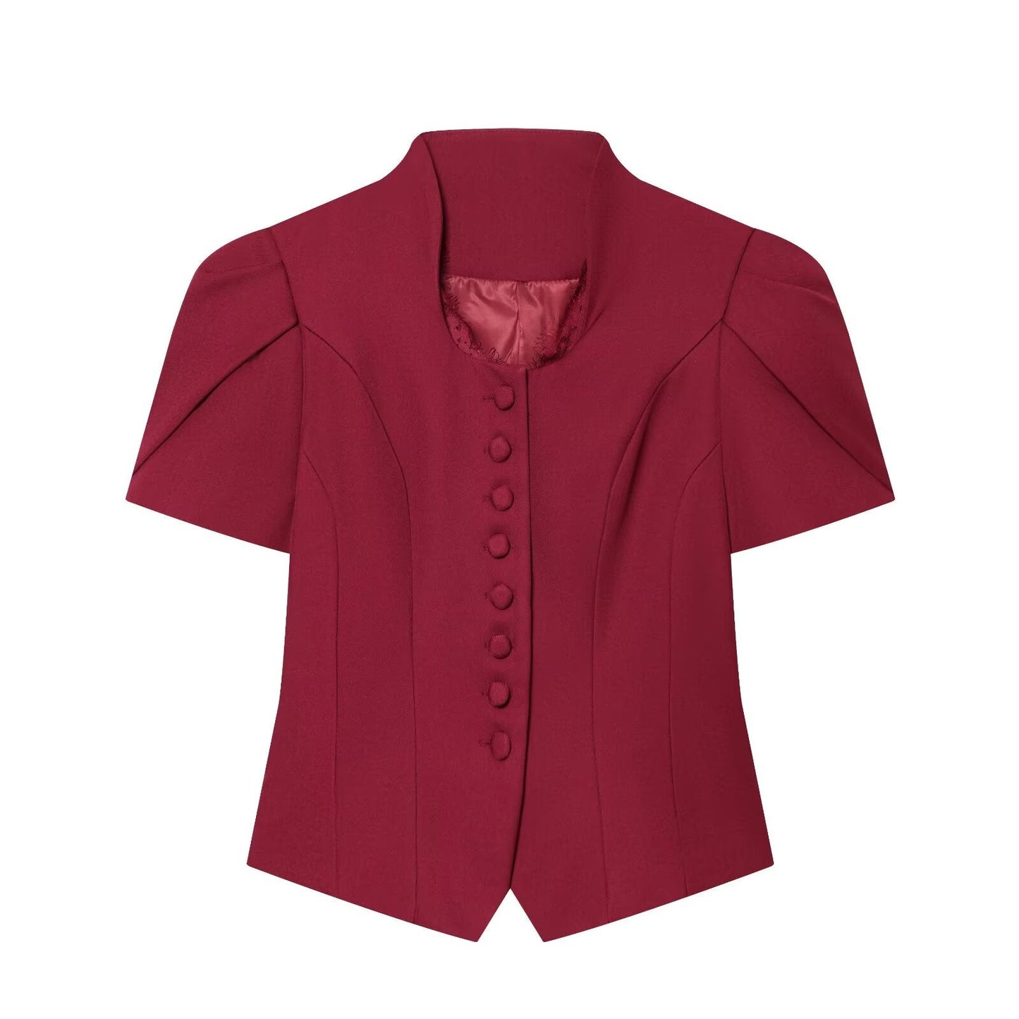Women's new lace patchwork short sleeved Blazer top