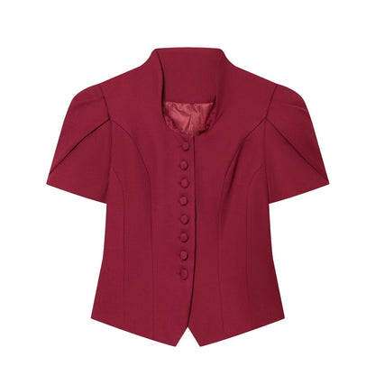 Women's new lace patchwork short sleeved Blazer top