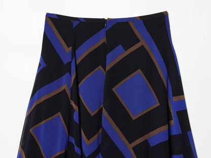 2026 Women's printed asymmetrical MIDI skirt