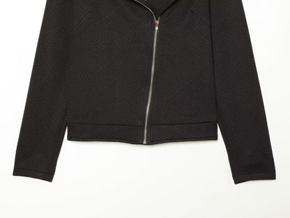 Women's diagonal zipper button decoration casual jacket