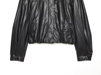 Women's balloon shaped Faux Leather jacket Coat