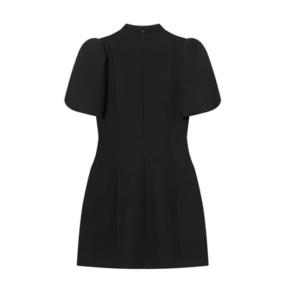 Women's O-Neck bubble sleeve mini dress