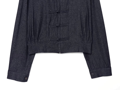 Women's rope knot decorative denim jacket