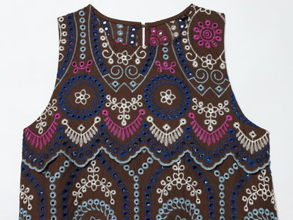 suit Women's 2 pieces hollowed out embroidered top+Skirts