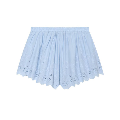 suit Women's 2 pieces embroidered suspender top+shorts