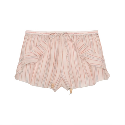 suit Women's 2 pieces striped layered decorative shirt+shorts