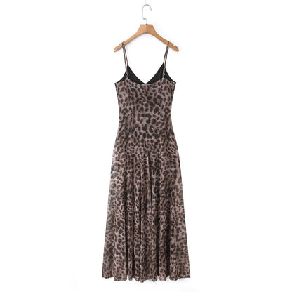 Women's elastic mesh suspender dress