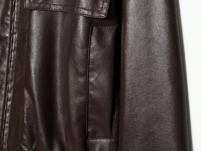 Women's casual short imitation leather jacket Coat