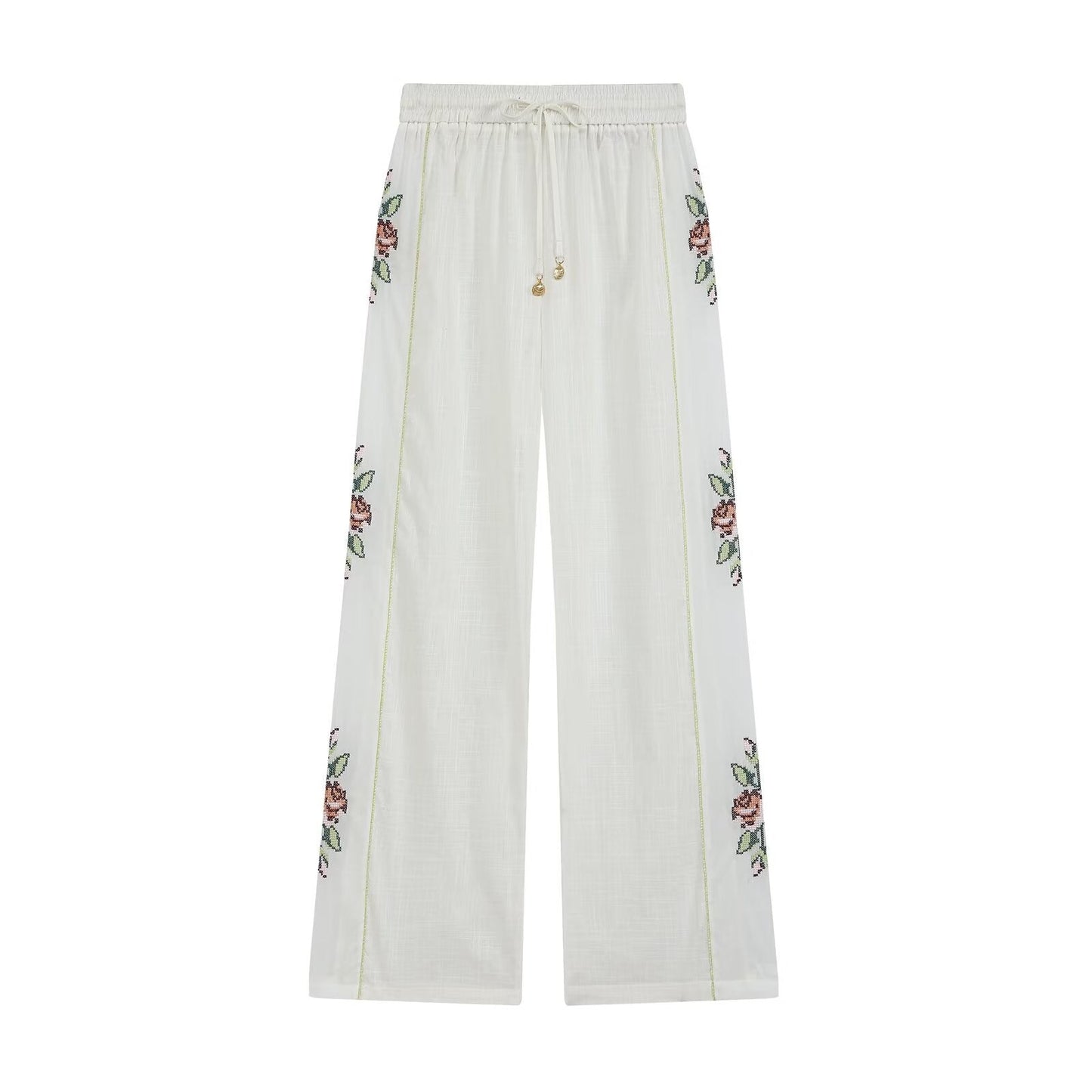 Women's side printed casual straight pants