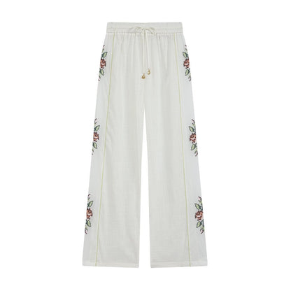 Women's side printed casual straight pants