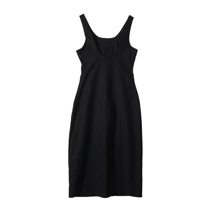 Women's backless linen blended vest style dress