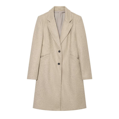 Women's with shoulder pads long style soft textured coat