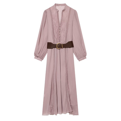 Women's patchwork waistband MIDI dress