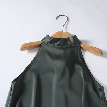 Women's satin textured hanging neck top