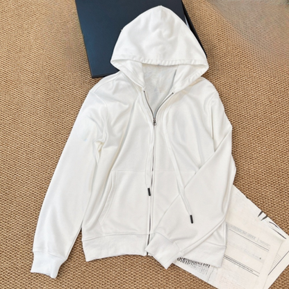 Female new embroidered hooded sweater zipper coat