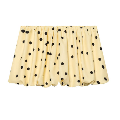suit Women's 2 pieces short drawstring pleated polka dot Coat+Shorts