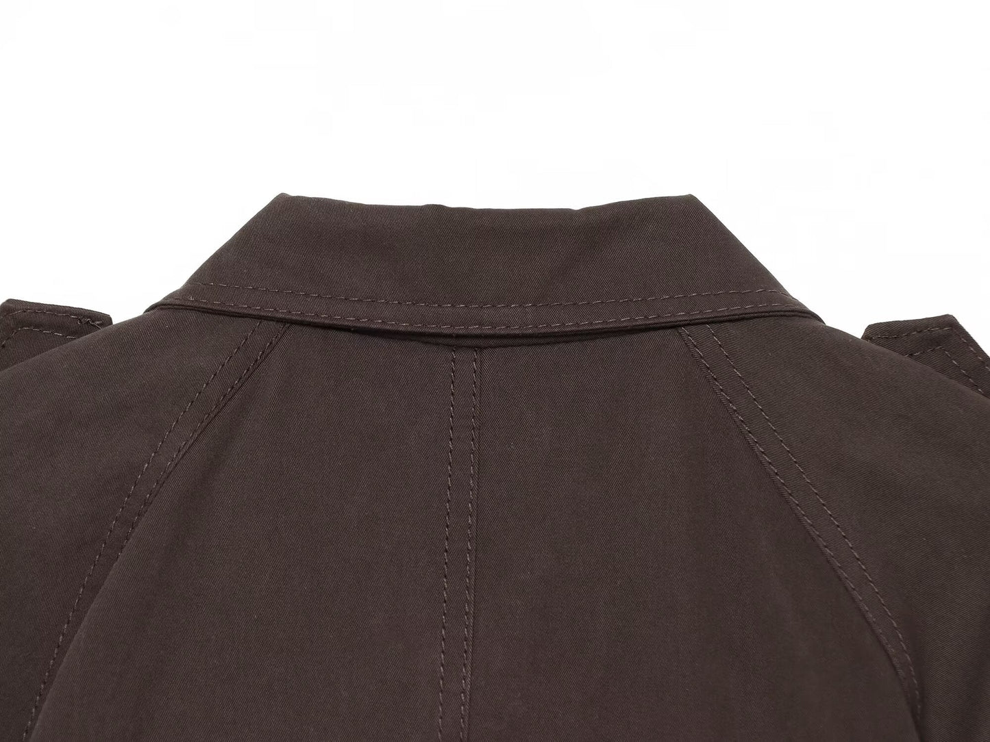 Women's with Belt casual stand collar twill coat