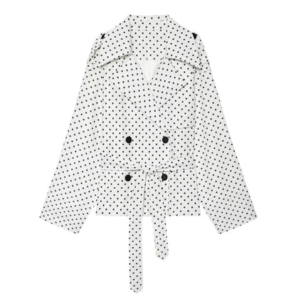 Women's with Belt polka dot windbreaker Coat