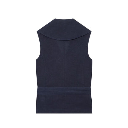 suit Women's 2 pieces with Belt linen blend vest+Long style casual shorts