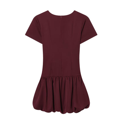 Women's pleated decorative balloon version dress