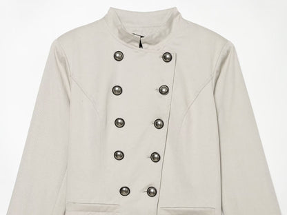 Women's slim stand collar double breasted jacket