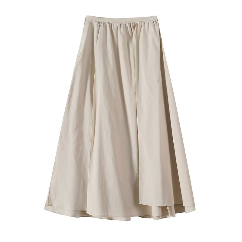 Women's solid linen blended MIDI dress