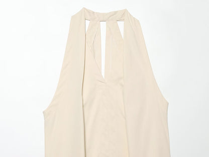Women's tassel decoration long style hanging neck top